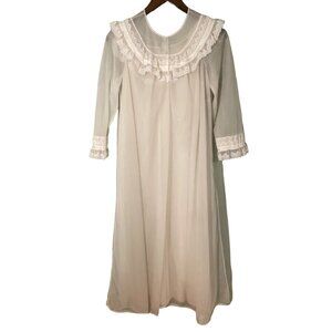 Vintage Shadowline Ivory Nightgown & Peignoir Set Petite Nylon Lace Trim